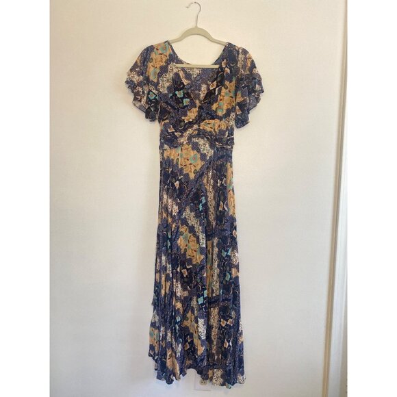 Abel The Label Dresses & Skirts - Abel The Label Boho Floral Maxi Dress With Flutter Sleeves & V-Neckline